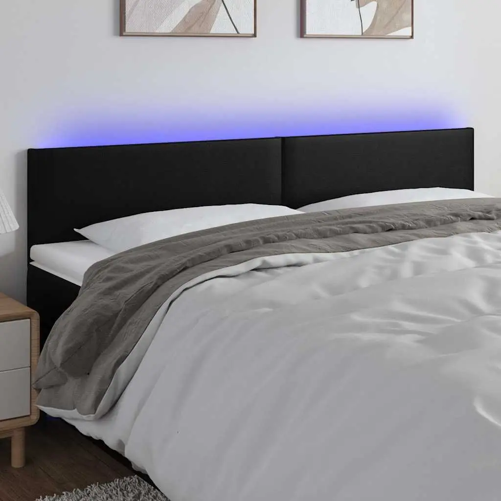 LED Headboard for Bedroom 200cm Black Faux Leather Modern Furniture