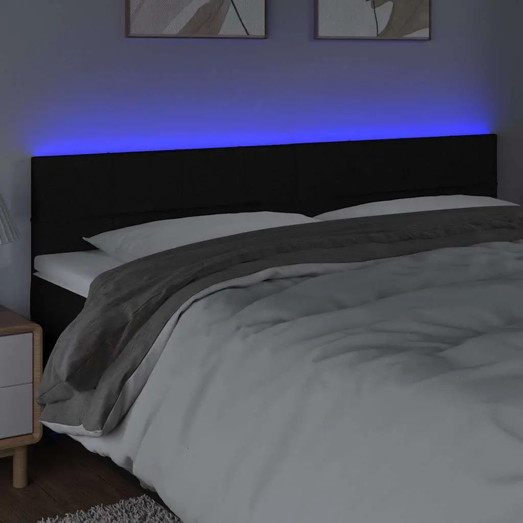 LED Headboard Black 160cm Fabric Adjustable Height Bed Support Backrest Lighting
