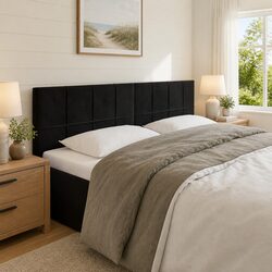 Black LED Headboard with Velvet Finish - 144cm Wide