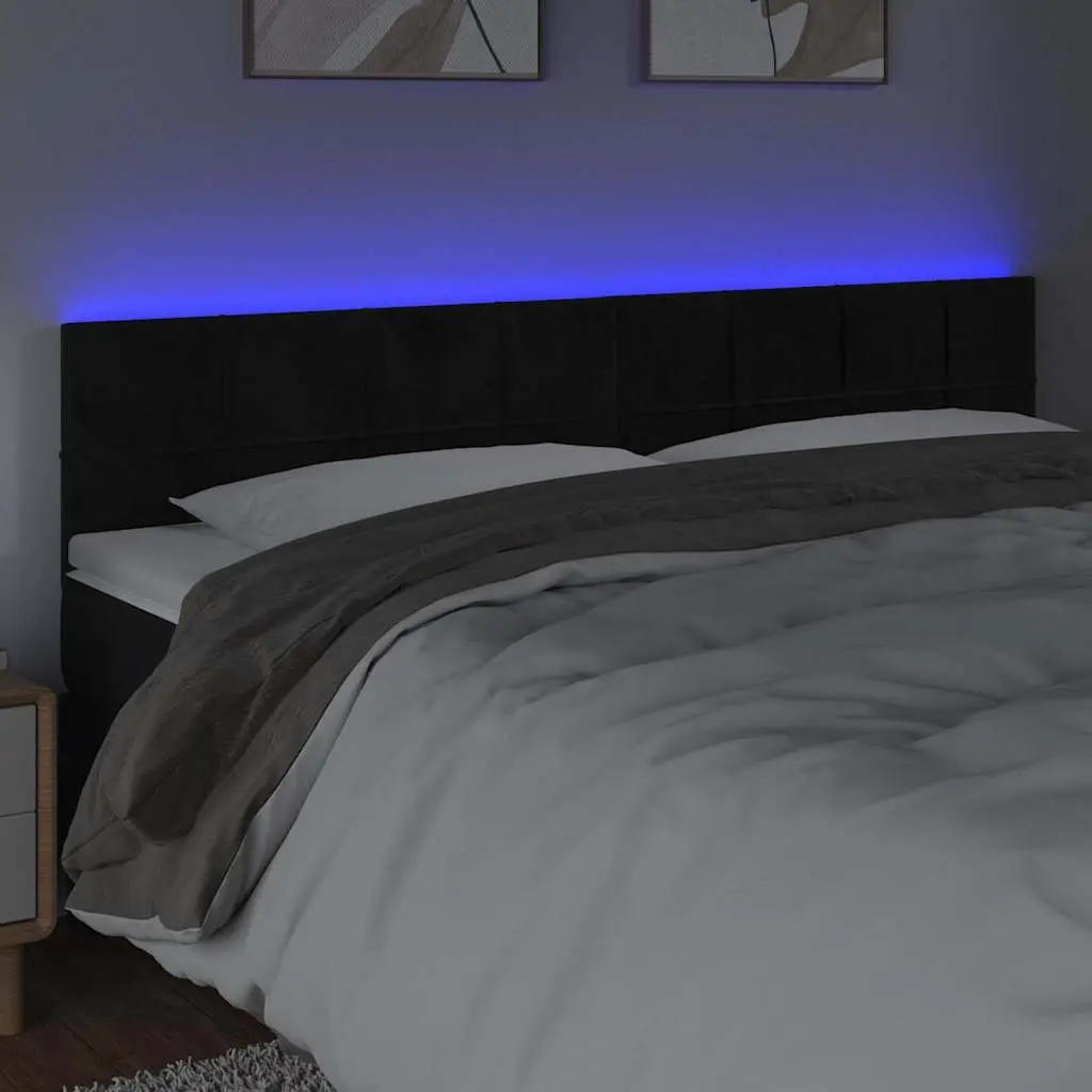 160cm Black Velvet LED Headboard