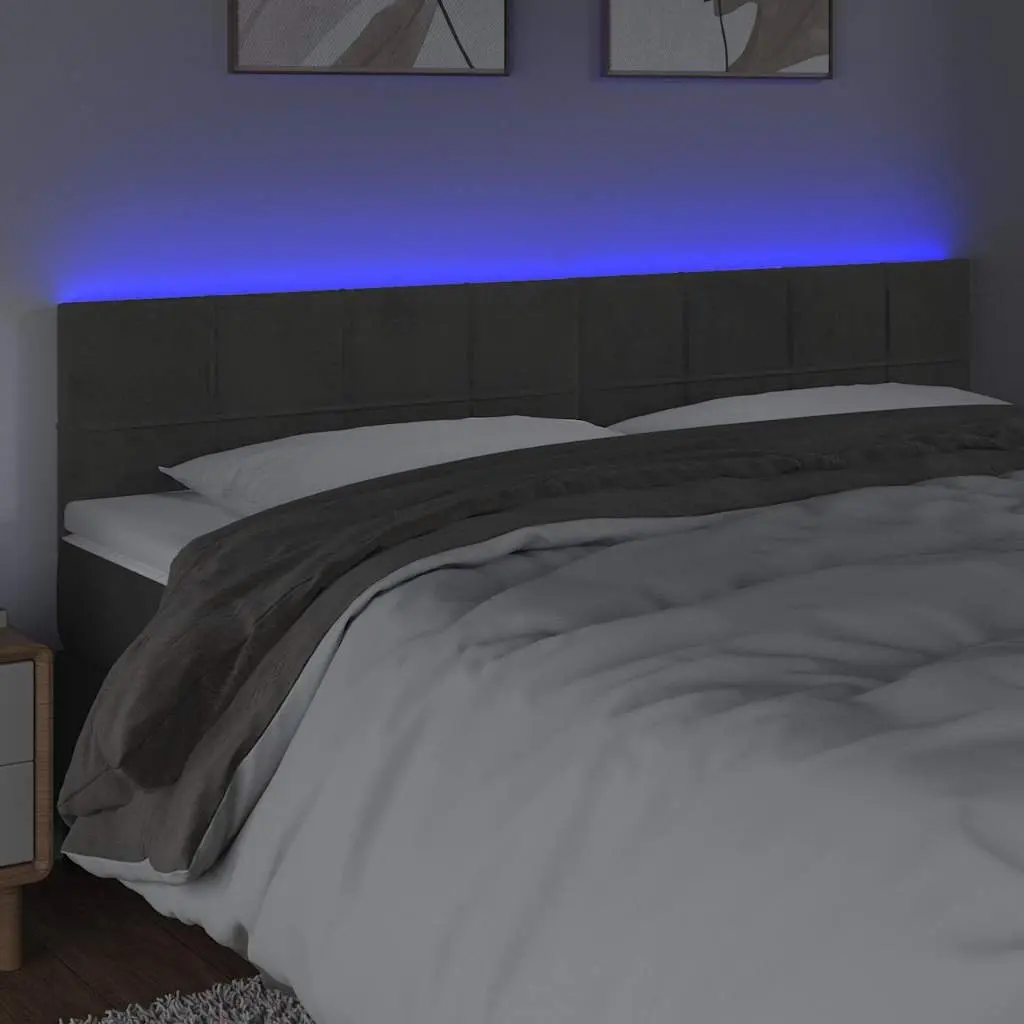 LED Headboard 200cm Grey Velvet Bed Backrest Modern Bedroom Furniture