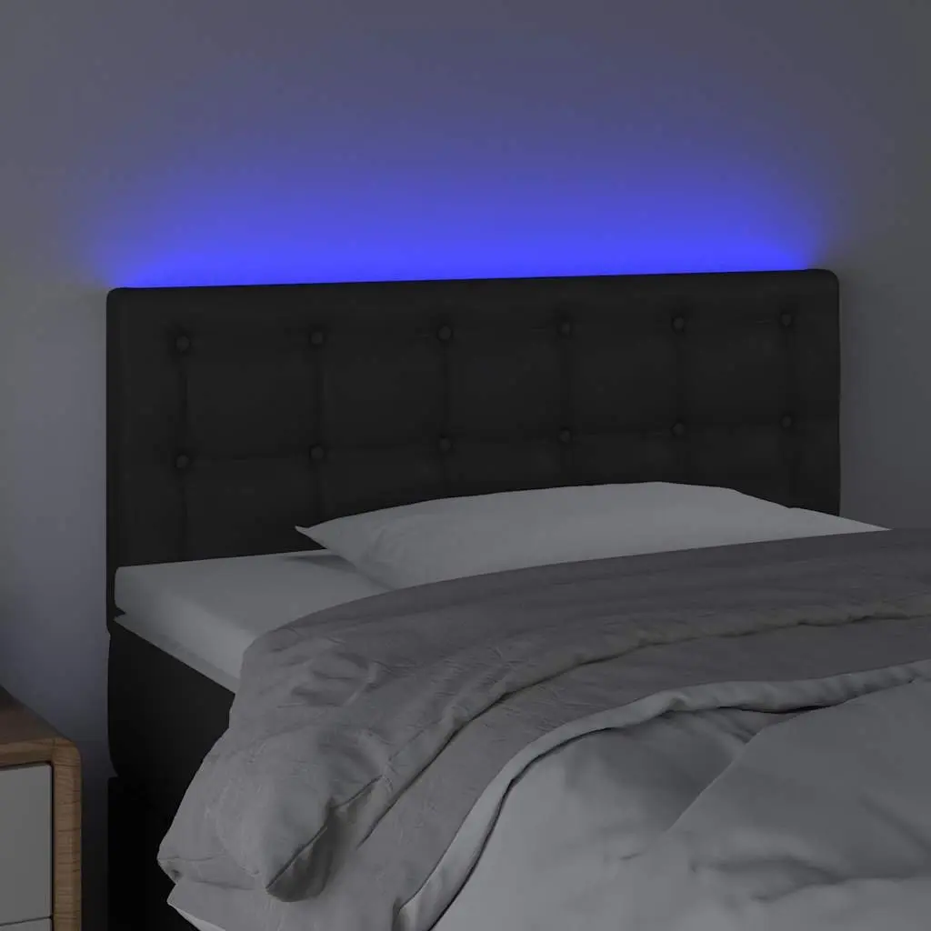 LED Headboard Bedroom 100cm Black Faux Leather Modern Wall Mount Adjustable