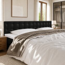 Faux Leather LED Headboard Black 160cm Adjustable Design