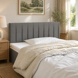 LED Headboard Dimensions 100x5x78/88 cm Grey Fabric Design