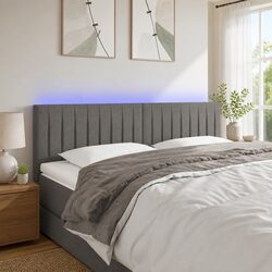 LED Headboard 144cm Dark Grey Fabric Bed Head Modern Bedroom Backrest Support