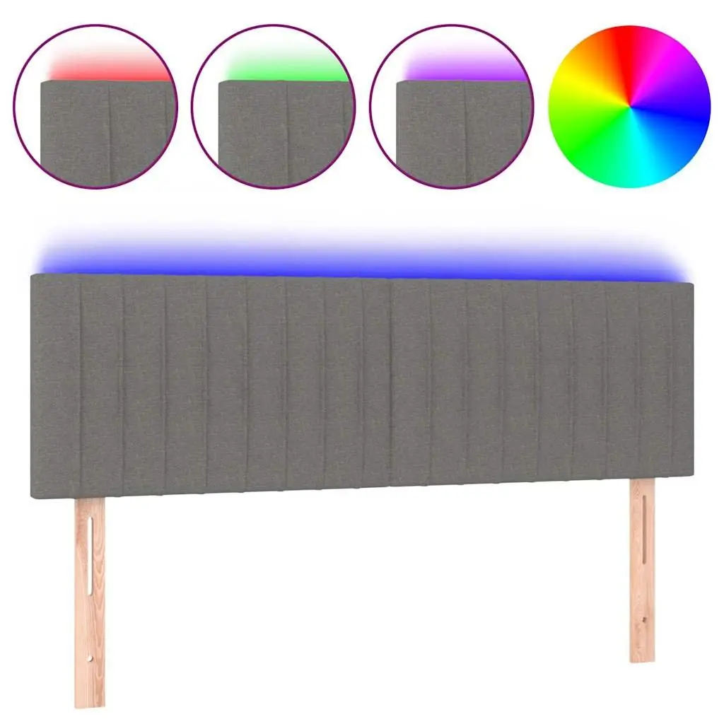 LED Headboard Bedroom 144cm Dark Grey Fabric Modern Backrest Support