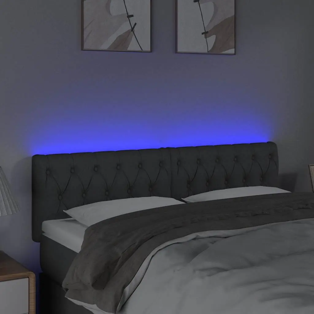 Grey Fabric LED Headboard 144 cm Adjustable Height