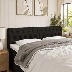 LED Headboard Dimensions 144x7x78/88 cm, Black Fabric