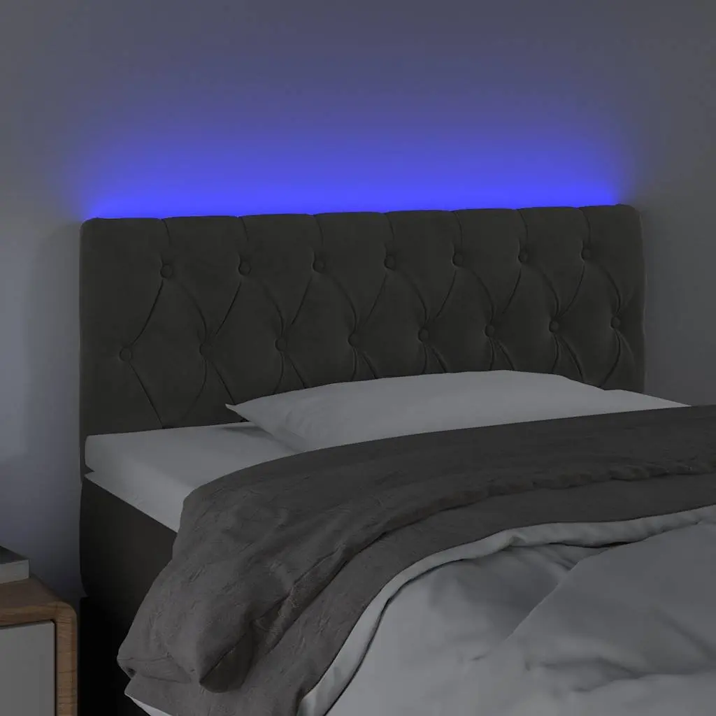 LED Headboard Bedroom 100cm Grey Velvet Backrest with Adjustable Colourful Lighting