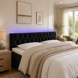 144 cm Black Velvet LED Headboard Specifications and Features