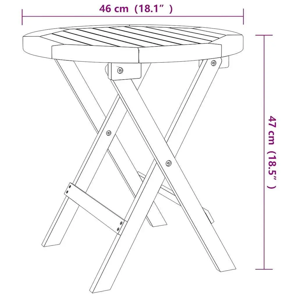 Round Bistro Table Ø46x47 cm Garden Patio Outdoor Indoor Coffee Side Table