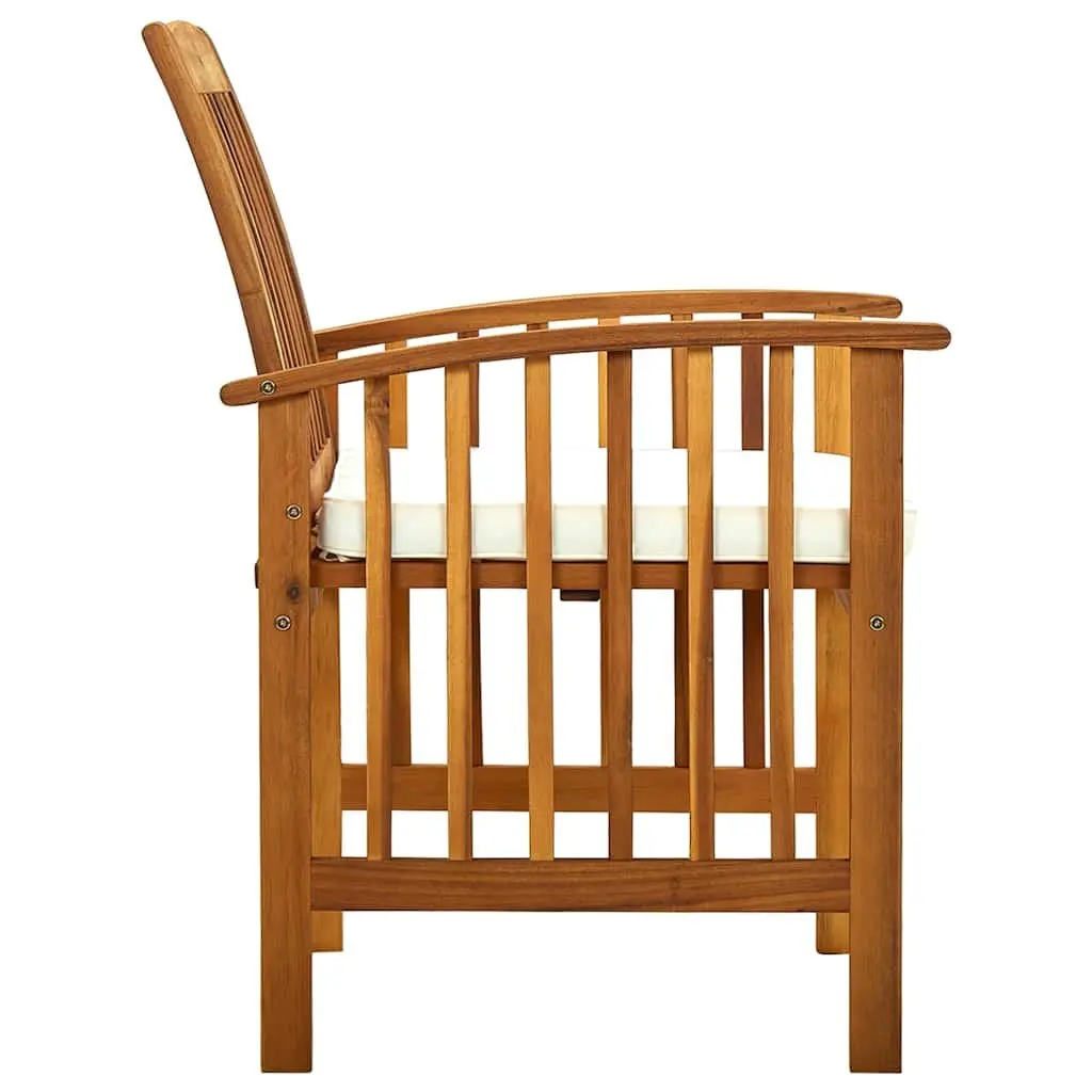 Wooden Garden Dining Chairs Set 2 pcs for Outdoor Use with Cushions