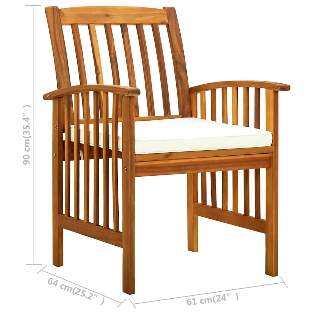 Wooden Garden Dining Chairs Set 2 pcs for Outdoor Use with Cushions