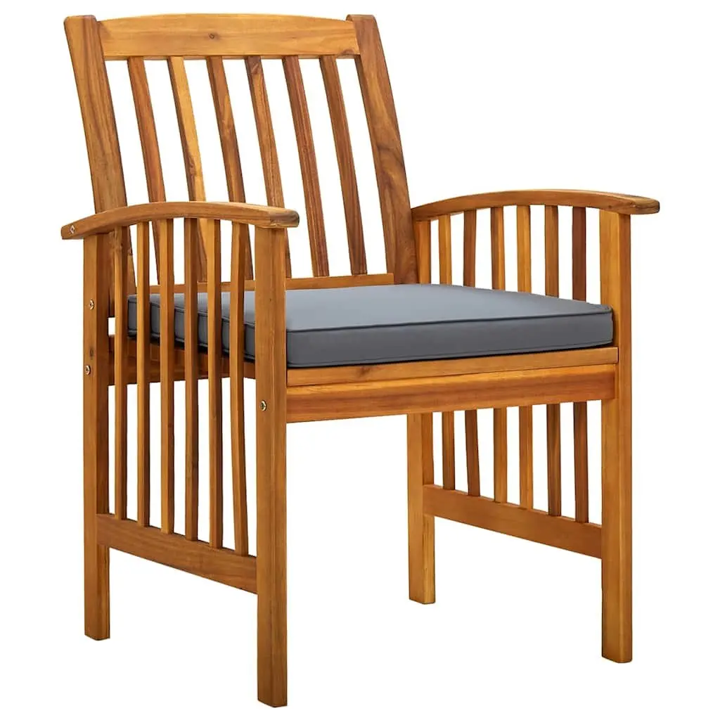 Outdoor Dining Chairs Set of 3 for Garden Solid Acacia Wood with Cushions