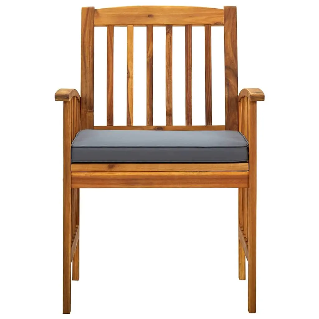 Outdoor Dining Chairs Set of 3 for Garden Solid Acacia Wood with Cushions