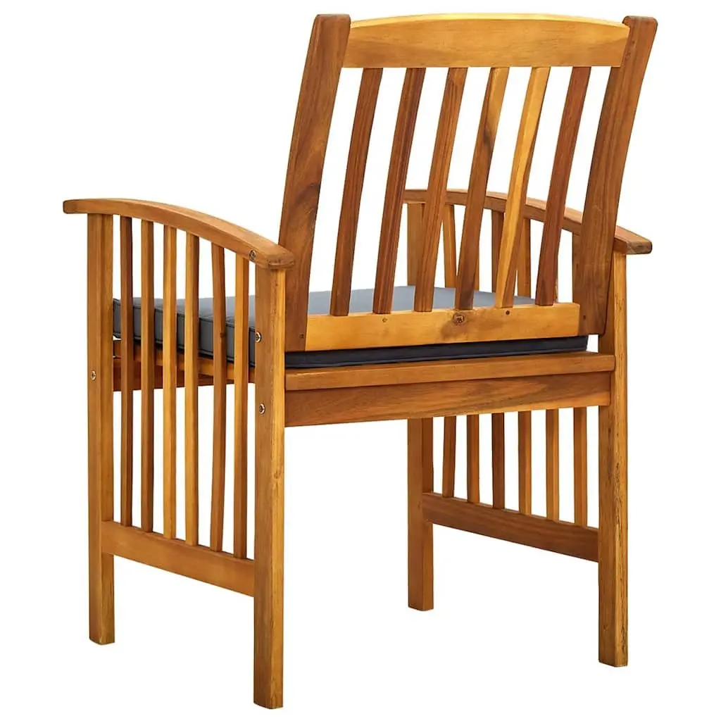Outdoor Dining Chairs Set of 3 for Garden Solid Acacia Wood with Cushions