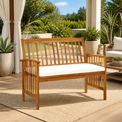 Acacia Wood Garden Bench 119cm with Thick Cushion