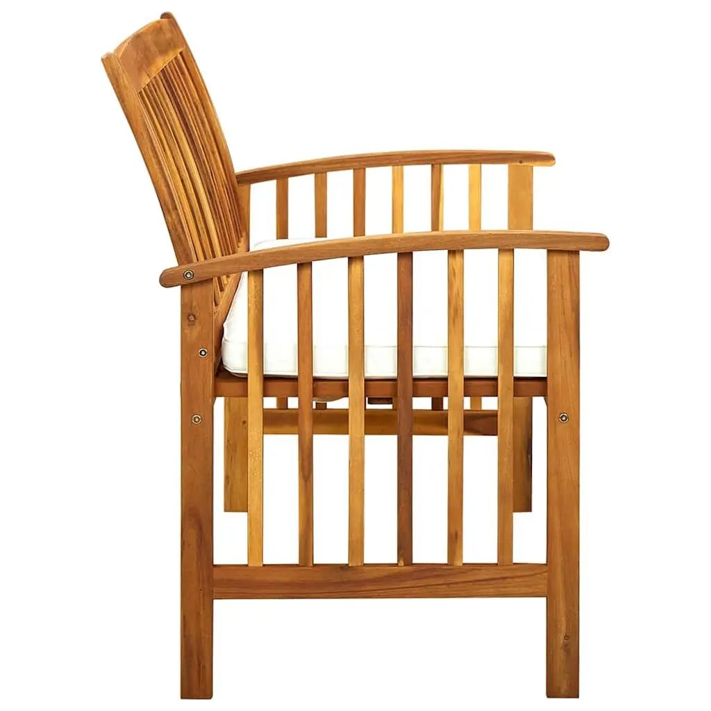 Garden Bench Outdoor Seating 119cm Acacia Wood with Cushion