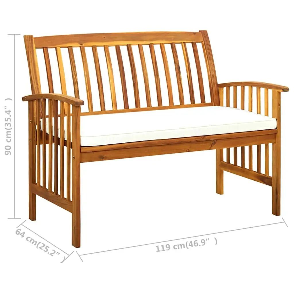 Garden Bench Outdoor Seating 119cm Acacia Wood with Cushion