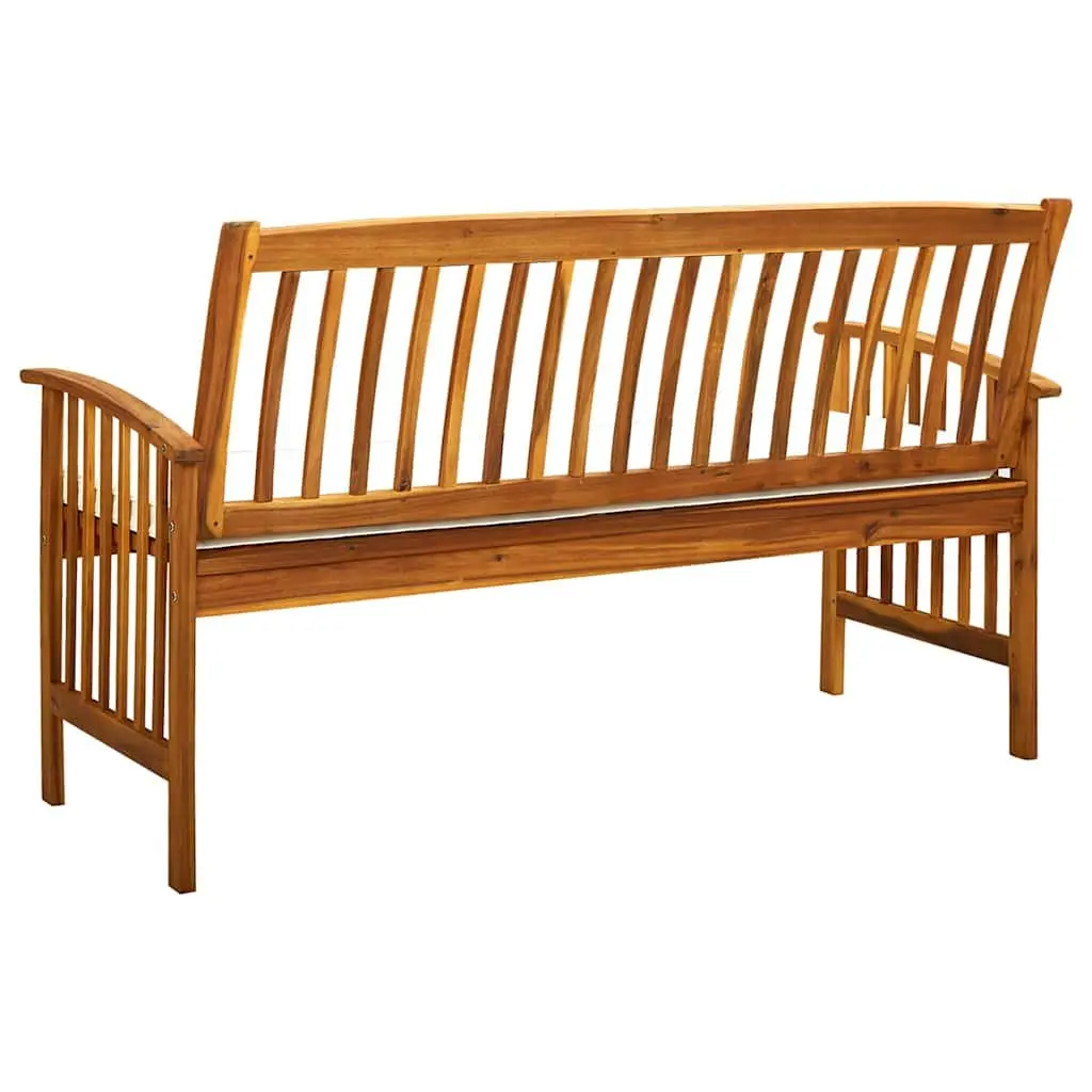 Garden Bench Outdoor Patio 147cm Acacia Wood Arm Bench with Cushion
