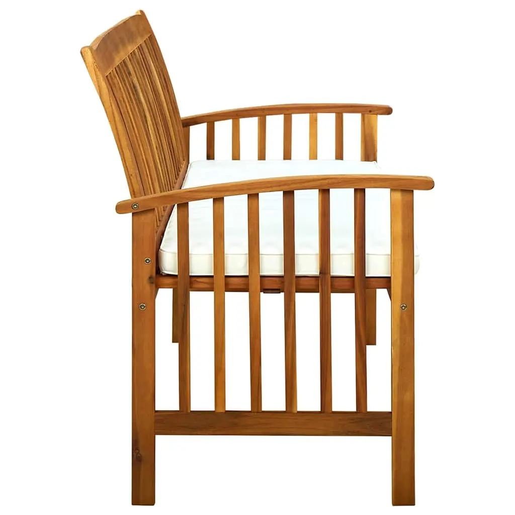 Garden Bench Outdoor Patio 147cm Acacia Wood Arm Bench with Cushion