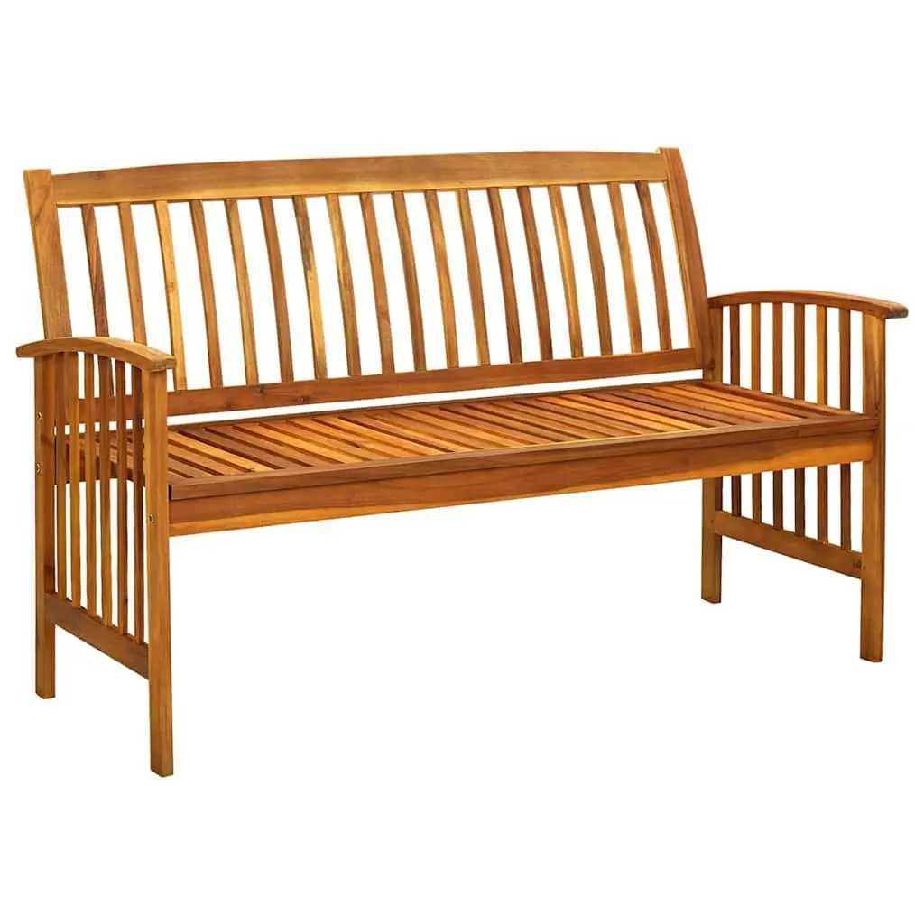 Garden Bench Outdoor 147cm Solid Wood with Grey Cushion