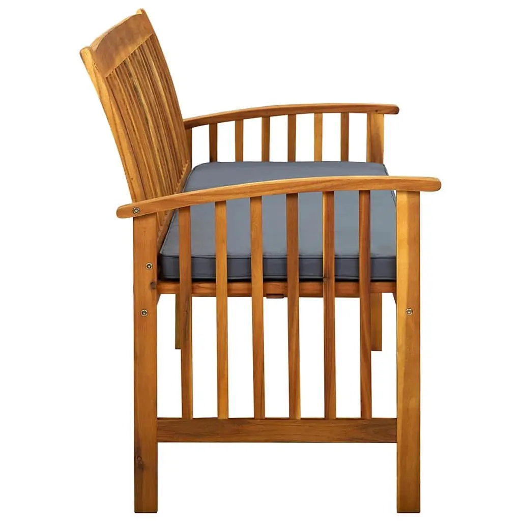 Garden Bench Outdoor 147cm Solid Wood with Grey Cushion