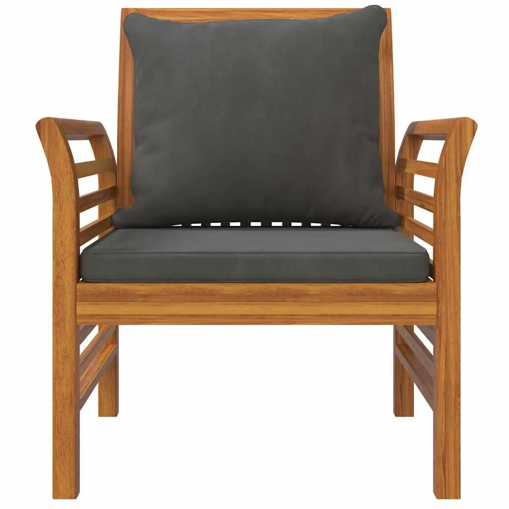 Outdoor Sofa Chairs Set of 2 Garden Patio Acacia Wood with Grey Cushions