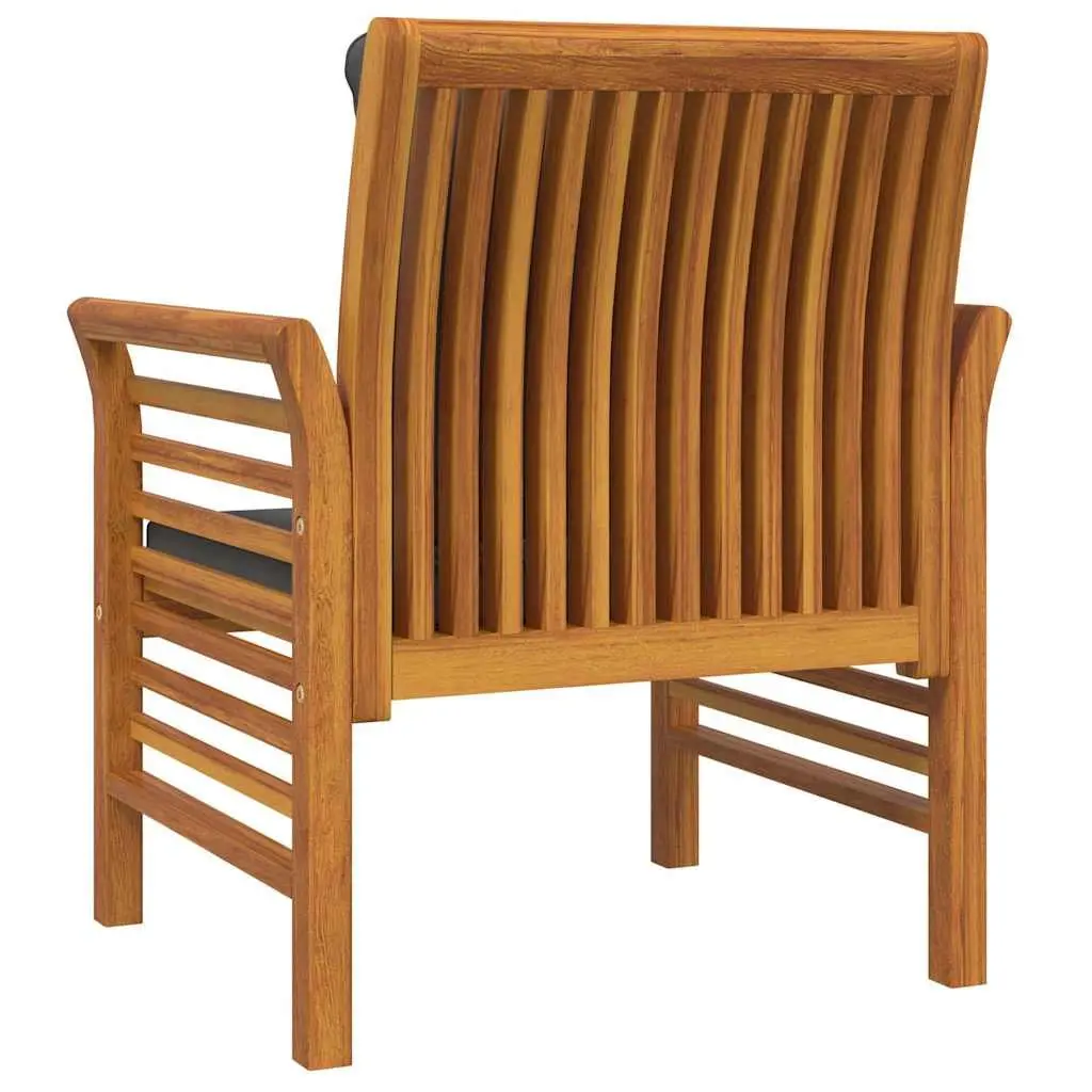 Outdoor Sofa Chairs Set of 2 Garden Patio Acacia Wood with Grey Cushions