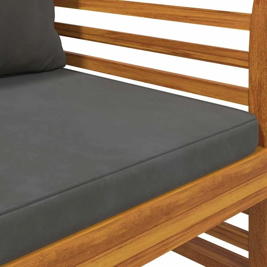 Outdoor Sofa Chairs Set of 2 Garden Patio Acacia Wood with Grey Cushions