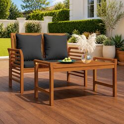 Garden Lounge Set 2-Piece, Solid Wood with Cushions