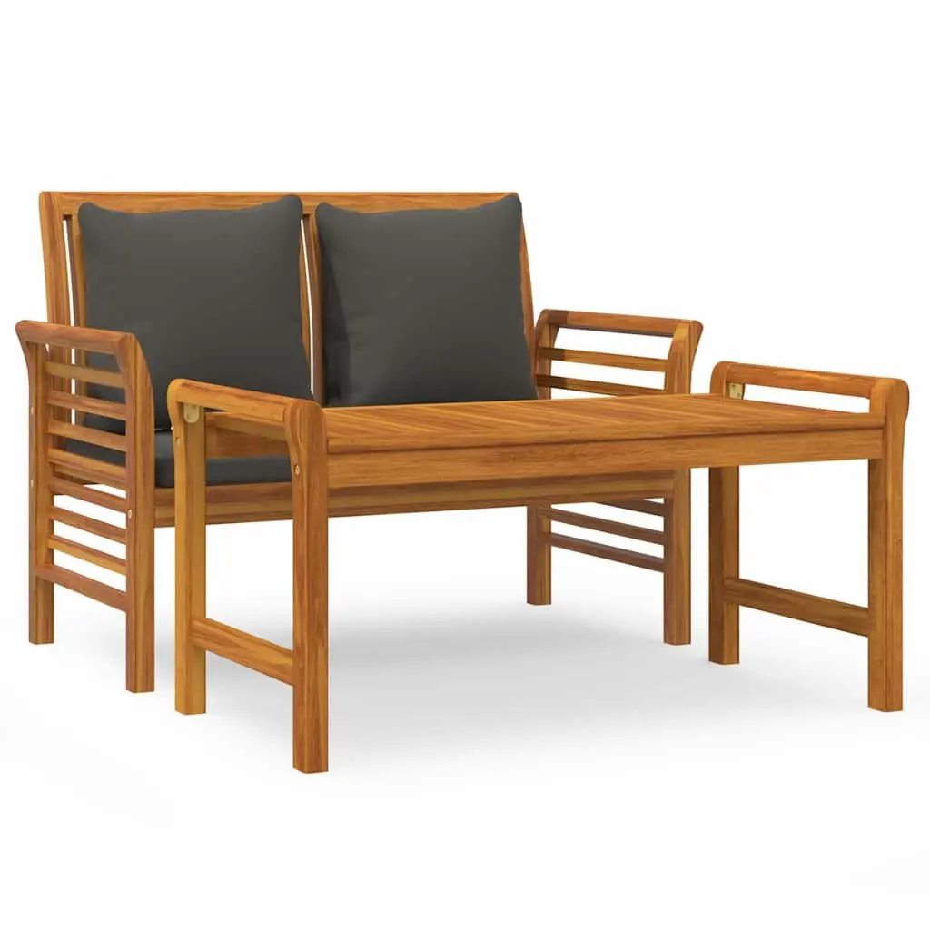 Garden Lounge Set 2-Piece, Solid Wood with Cushions