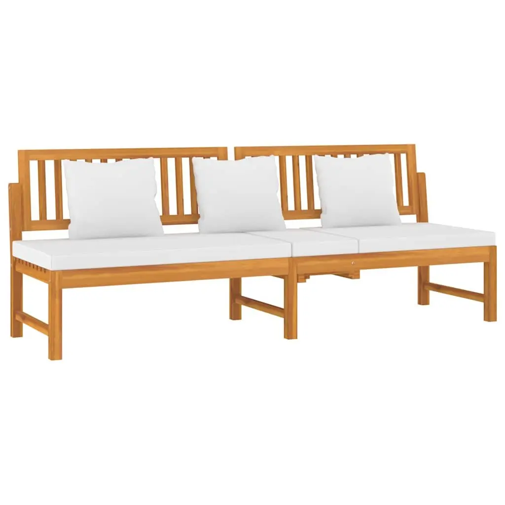 Wooden Day Bed Outdoor Furniture Acacia Sofa Bench with Cream Cushion