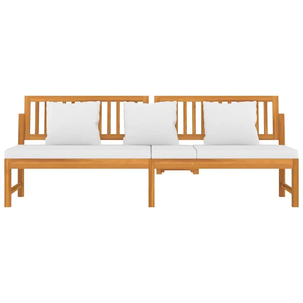 Wooden Day Bed Outdoor Furniture Acacia Sofa Bench with Cream Cushion