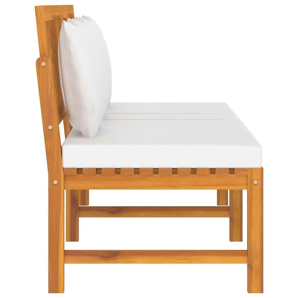 Wooden Day Bed Outdoor Furniture Acacia Sofa Bench with Cream Cushion