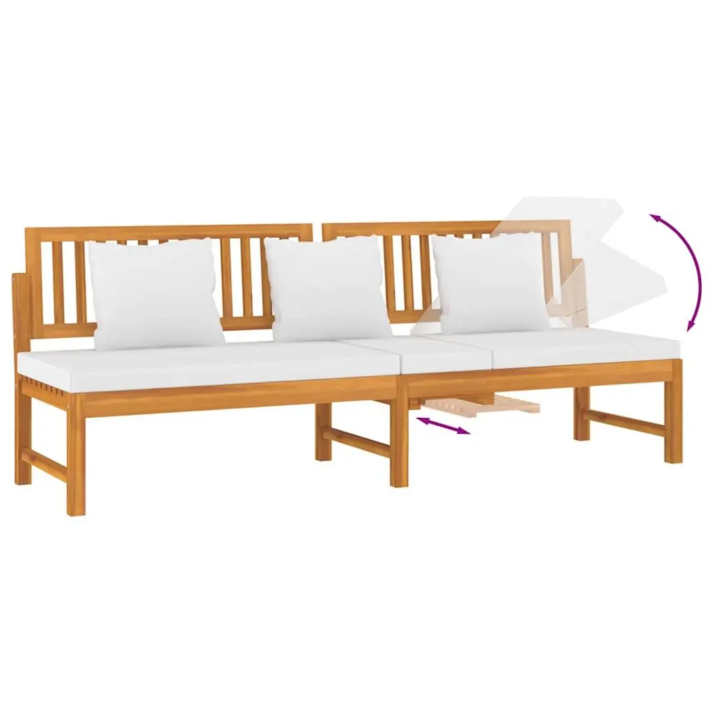 Wooden Day Bed Outdoor Furniture Acacia Sofa Bench with Cream Cushion