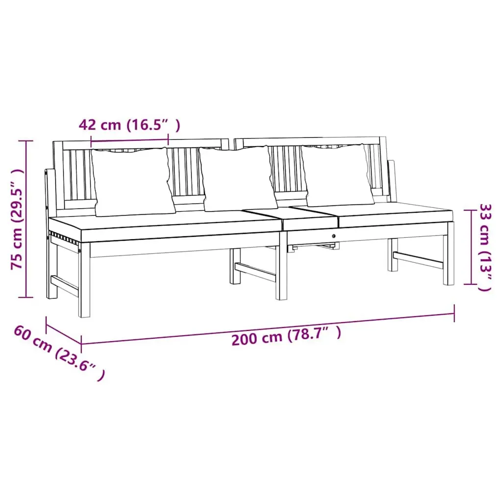 Wooden Day Bed Outdoor Furniture Acacia Sofa Bench with Cream Cushion