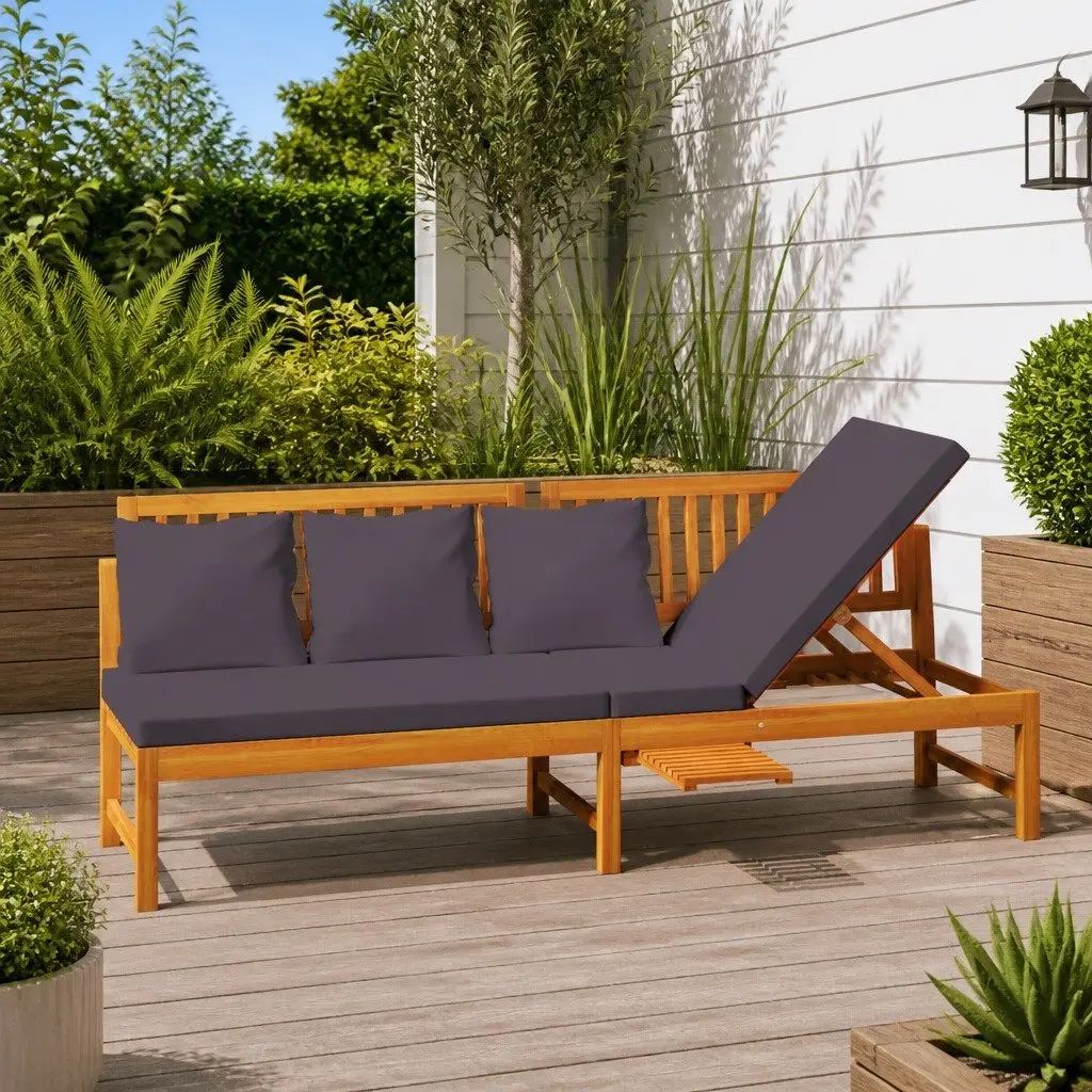 Day Bed with Adjustable Wooden Frame and Cushions
