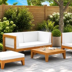 Outdoor Sectional Sofa Set - 2 Piece Acacia Wood Lounge