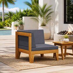 Outdoor Sectional Corner Sofa with Grey Cushions Solid Wood Garden Lounge