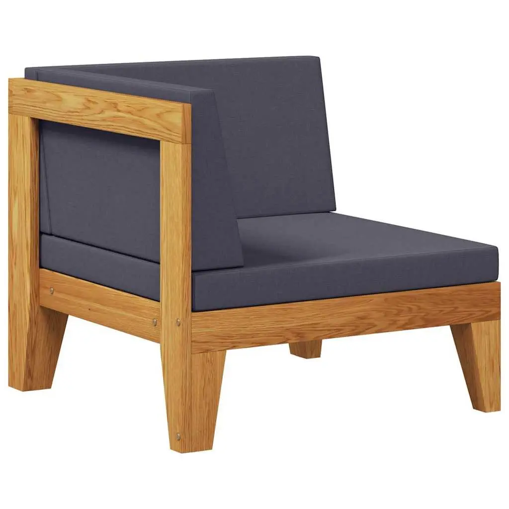 Outdoor Sectional Corner Sofa with Grey Cushions Solid Wood Garden Lounge