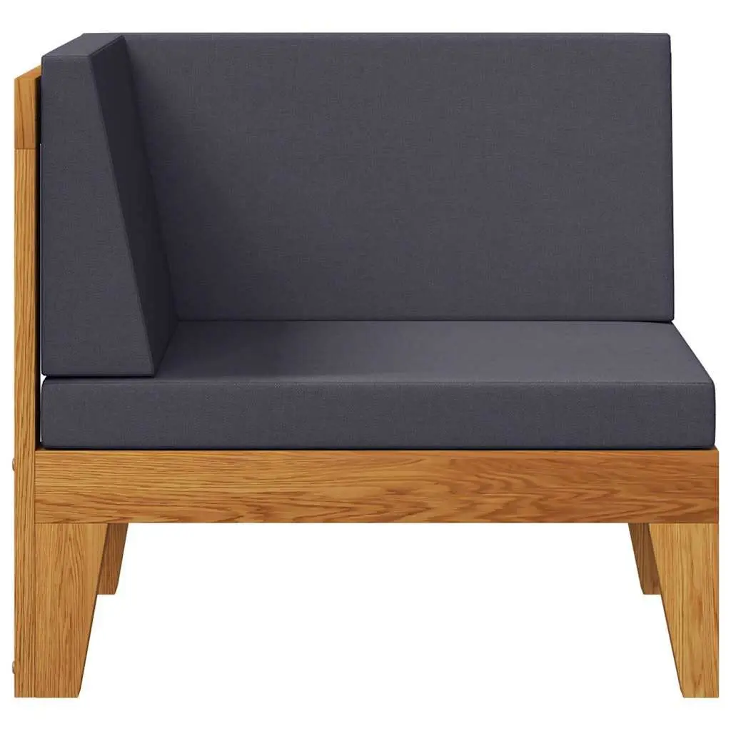 Outdoor Sectional Corner Sofa with Grey Cushions Solid Wood Garden Lounge