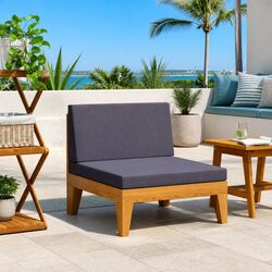 Solid Acacia Wood Middle Sofa with Grey Cushions