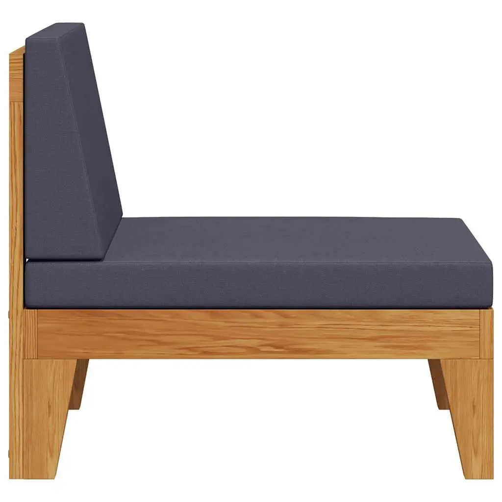 Solid Acacia Wood Middle Sofa with Grey Cushions
