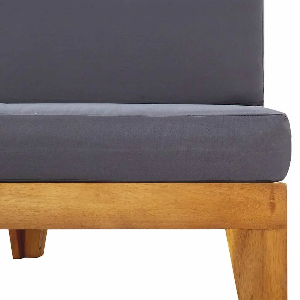Solid Acacia Wood Middle Sofa with Grey Cushions