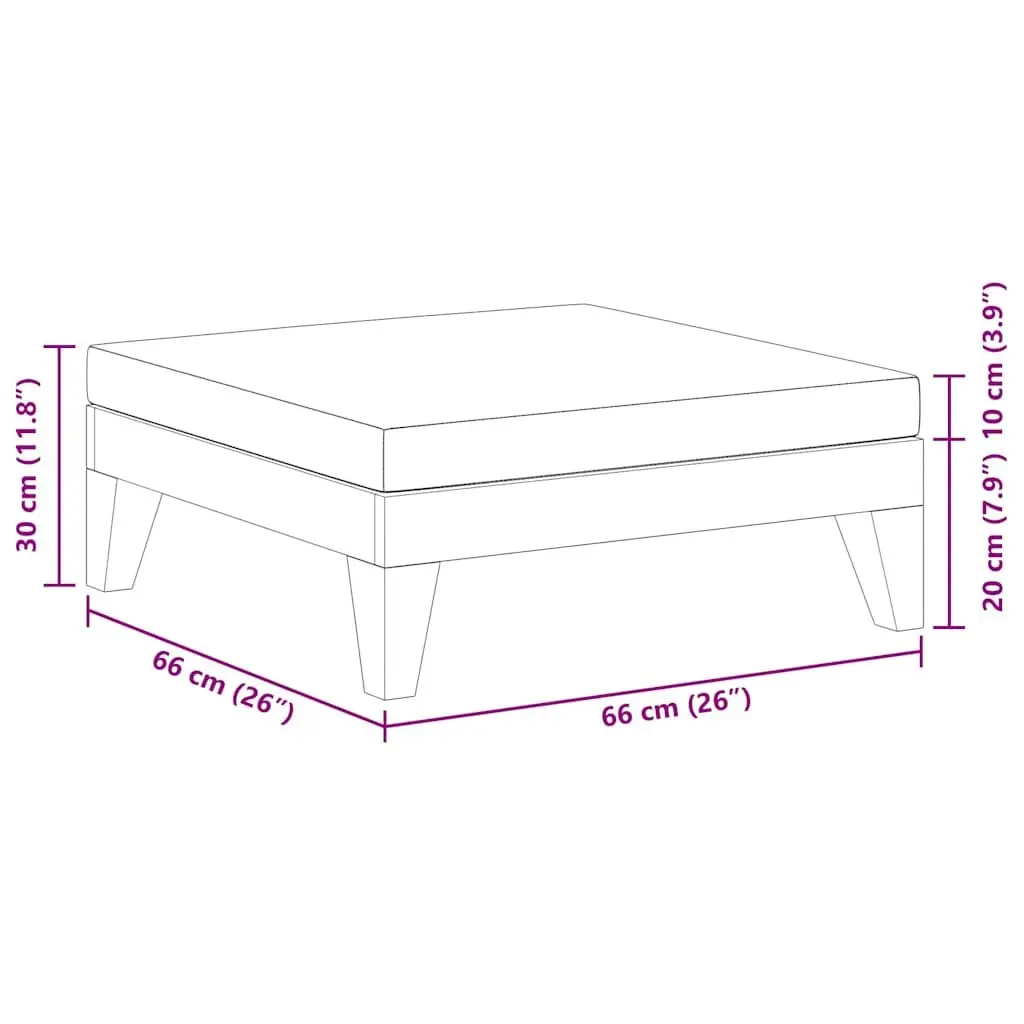 Outdoor Ottoman Footrest with Cushion for Garden Patio Solid Wood