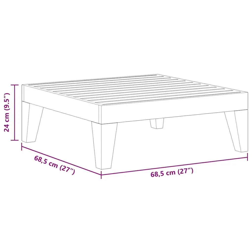 Solid Acacia Wood Garden Table 68.5x68.5x24cm