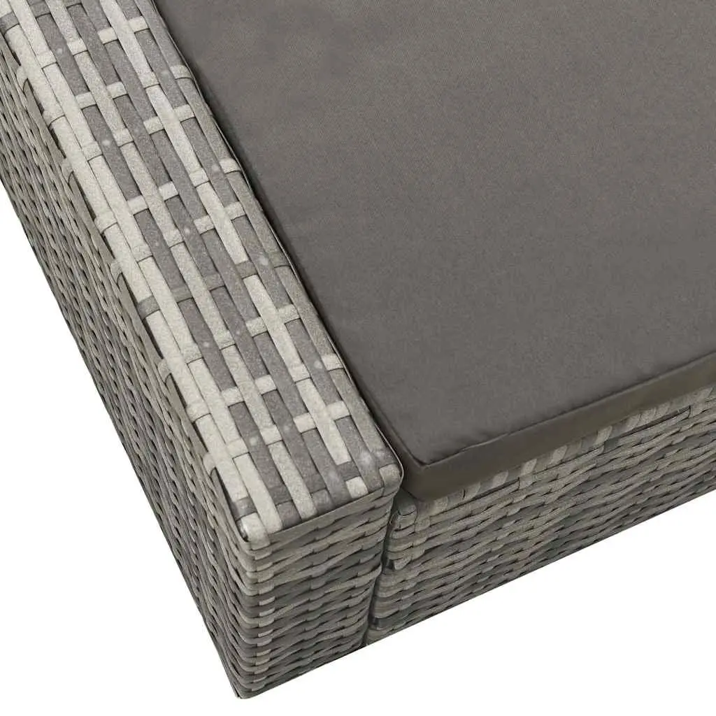 Double Sun Lounger Outdoor Bed Garden Patio Grey Adjustable Backrest