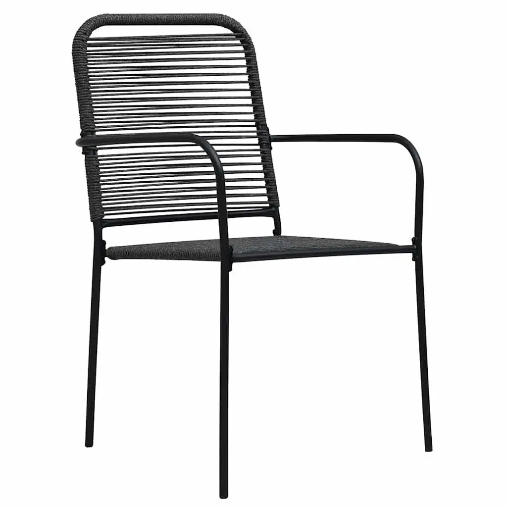 Outdoor Garden Chairs Set 4 Piece Black Cotton Rope Steel Frame Seating