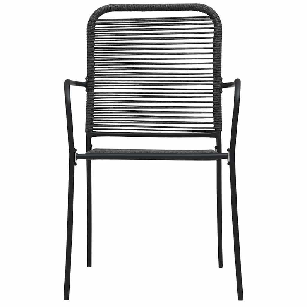 Outdoor Garden Chairs Set 4 Piece Black Cotton Rope Steel Frame Seating